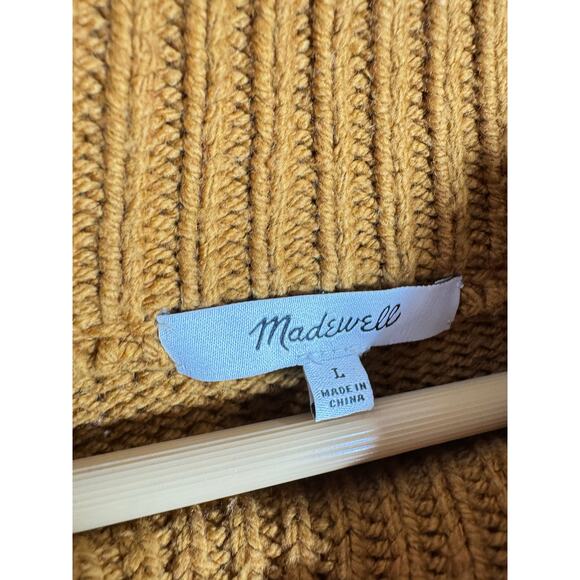 Madewell Balloon-Sleeve Mockneck Sweater Mustard Yellow soft Knit L Cozy - Picture 4 of 7
